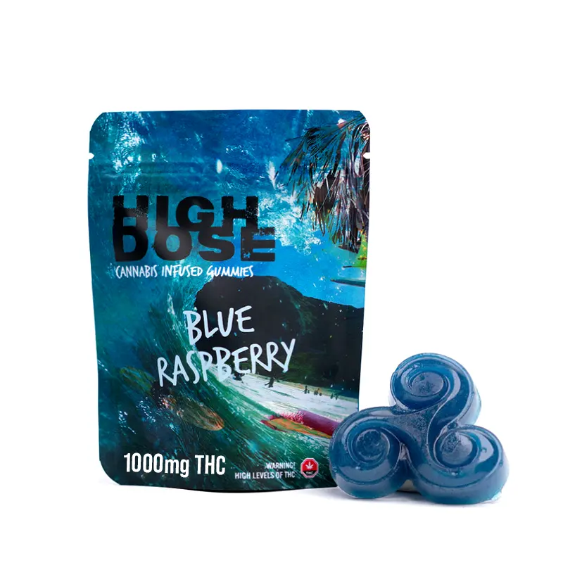1000mg THC Gummies – High Dose Blue Rasberry
